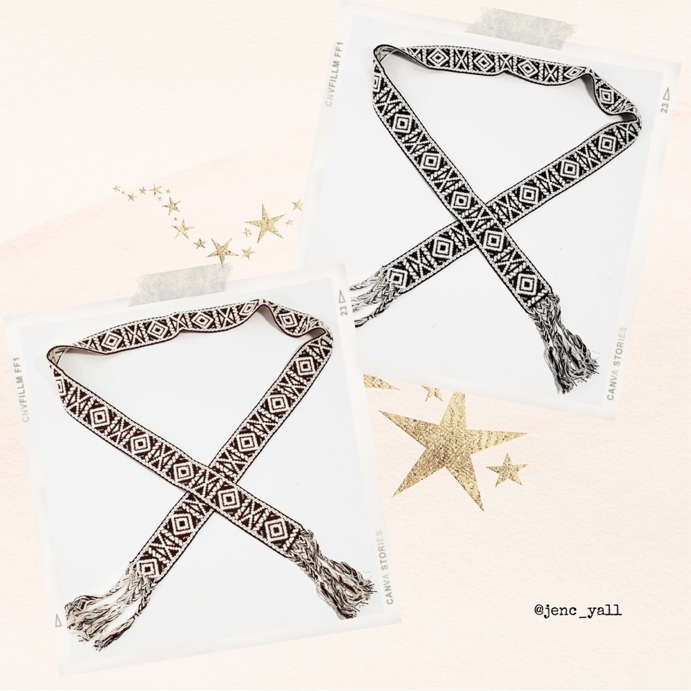 Boho Pattern Braided Belt 60” available in Black or Brown